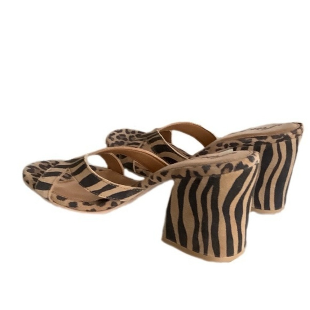 Free People Animal Print Open Toe Heeled Mules Slip On Sandals Size 37 (US 7) - Picture 5 of 5